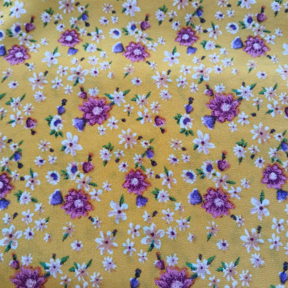 Forever 21 Spaghetti Strap Cami Tank Top Small yellow pink floral pattern V-neck - Picture 5 of 11